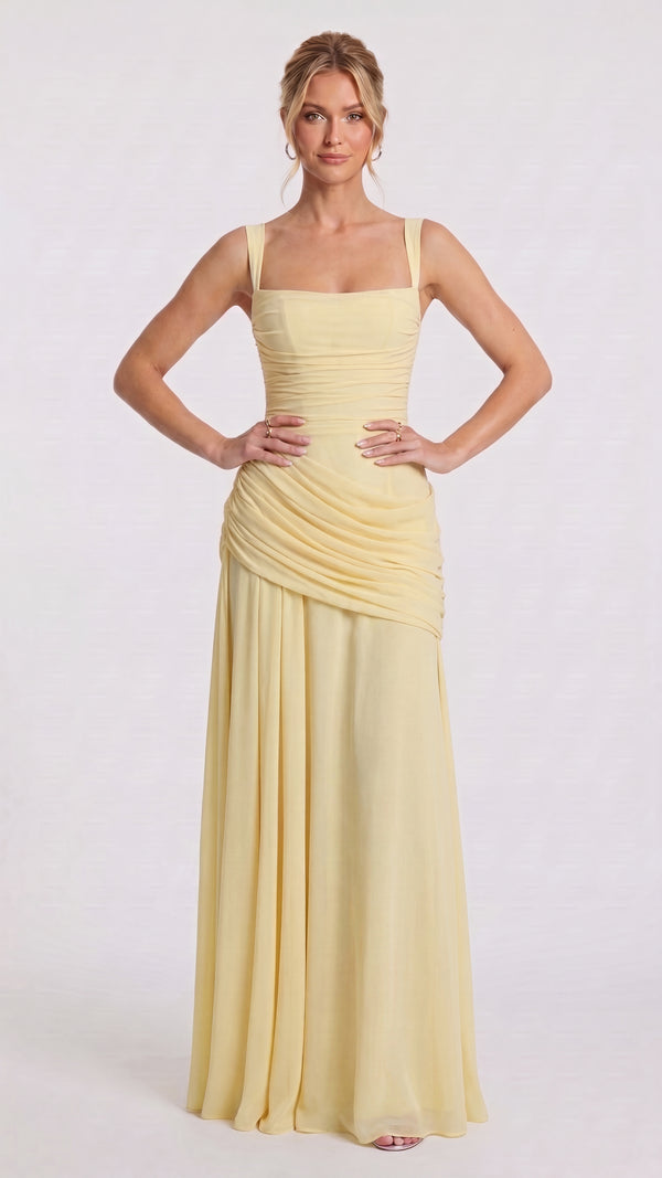 Amália - Vestido Maxi Amarelo Limão