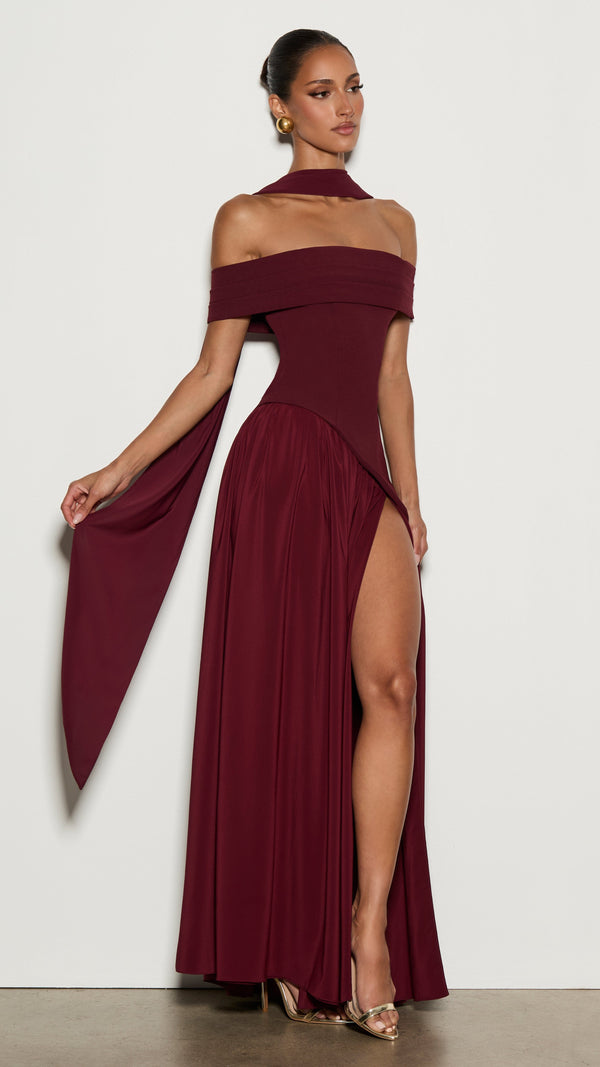 Delilah Maxi Dress - Cherry Lacquer