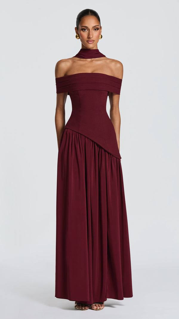 Delilah Maxi Dress - Cherry Lacquer