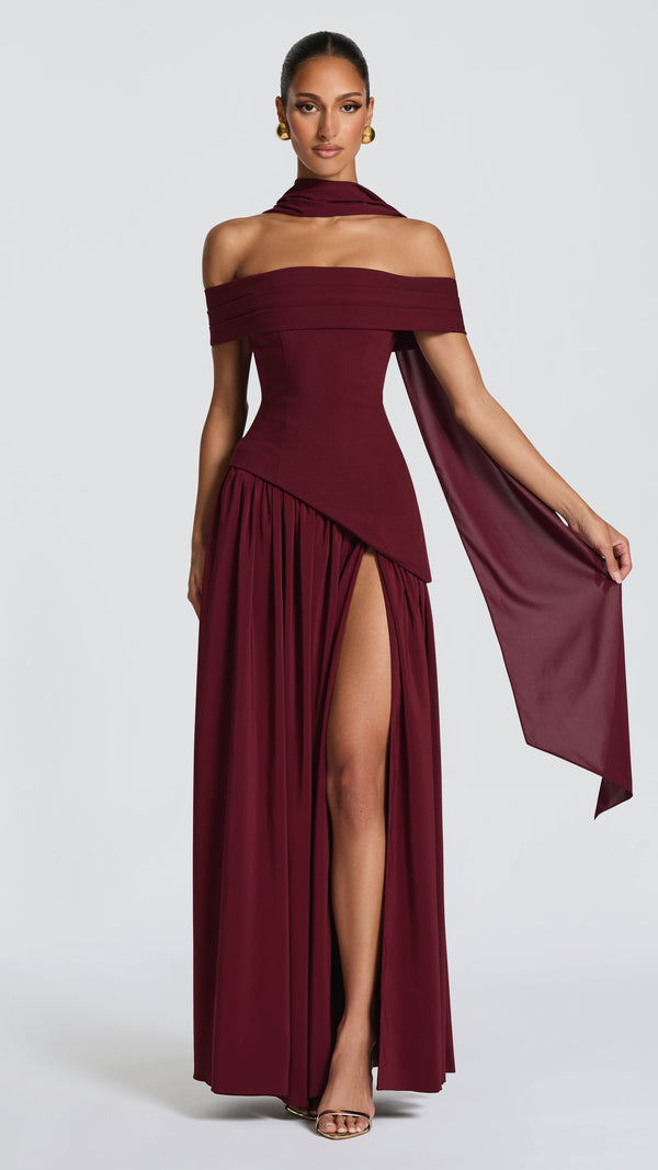 Delilah Maxi Dress - Cherry Lacquer