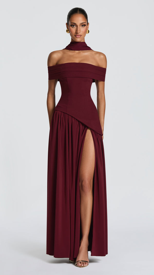 Delilah Maxi Dress - Cherry Lacquer
