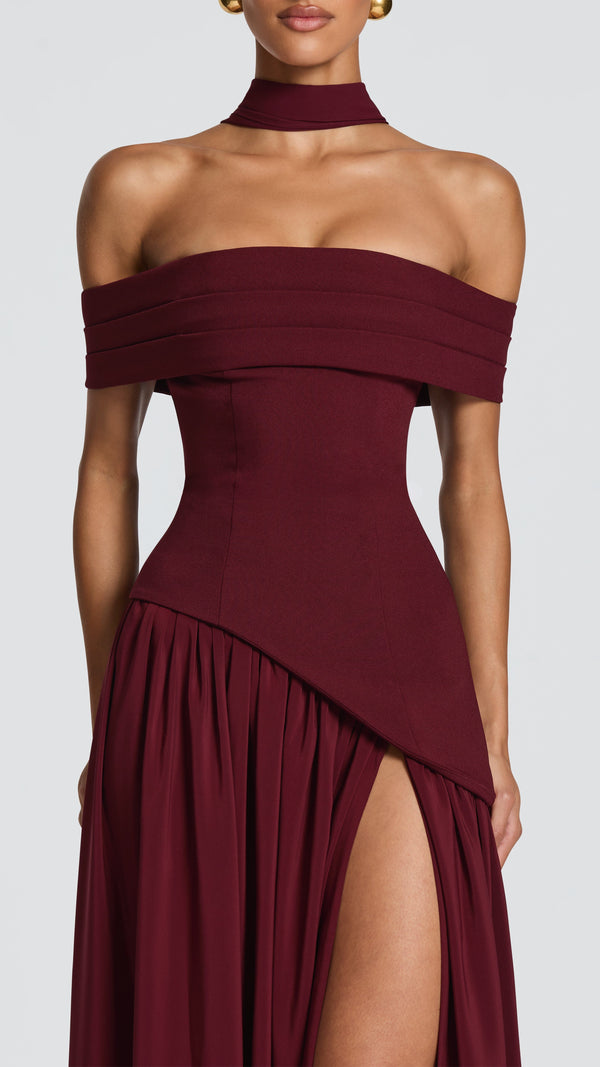 Delilah Maxi Dress - Cherry Lacquer