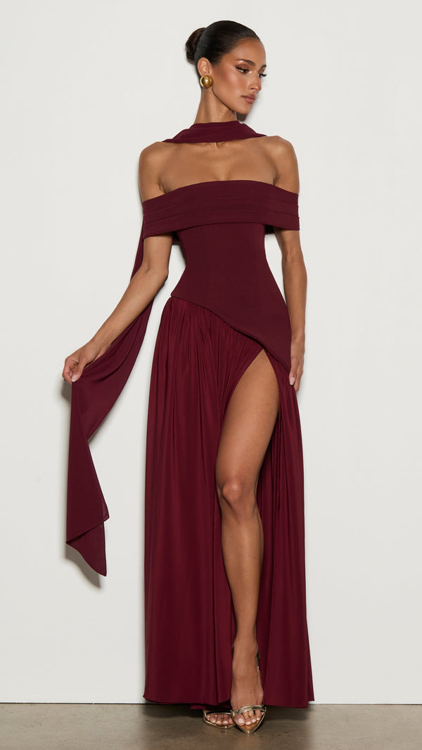 Delilah Maxi Dress - Cherry Lacquer
