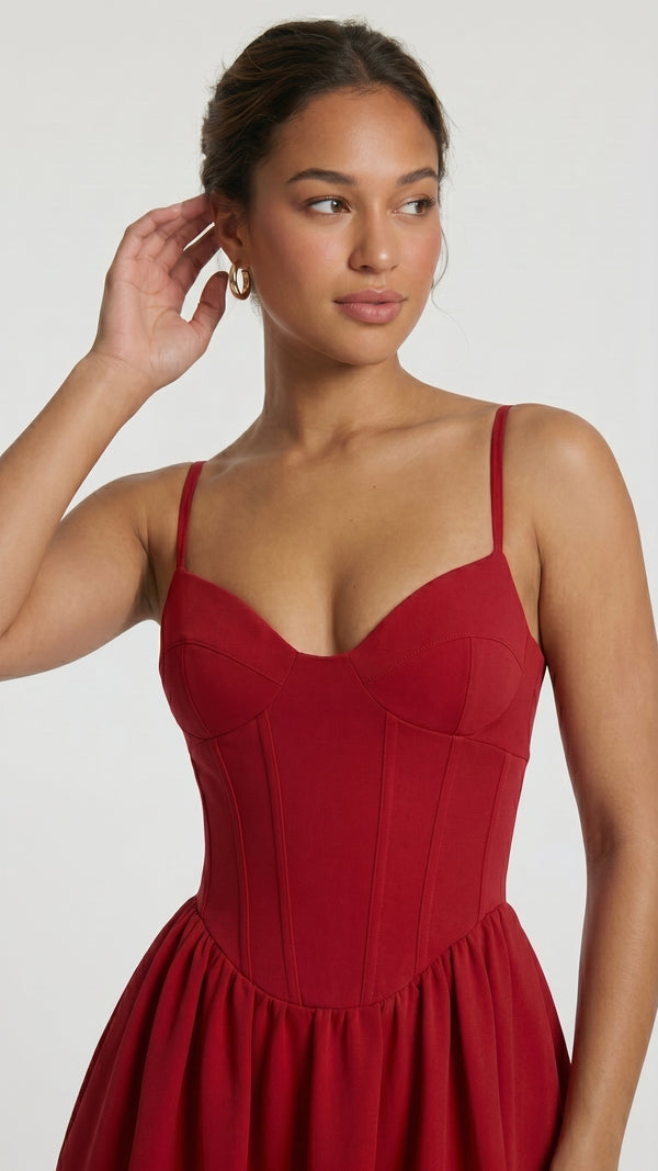 Diana — Vestido Midi Vermelho