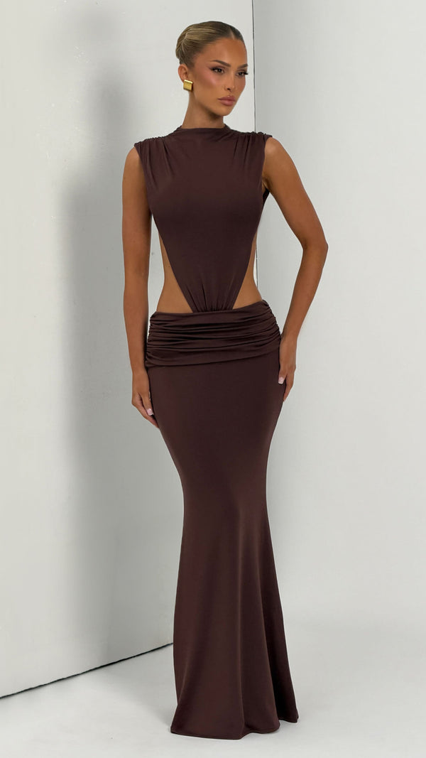 Fenella Maxi Dress - Plum Brown