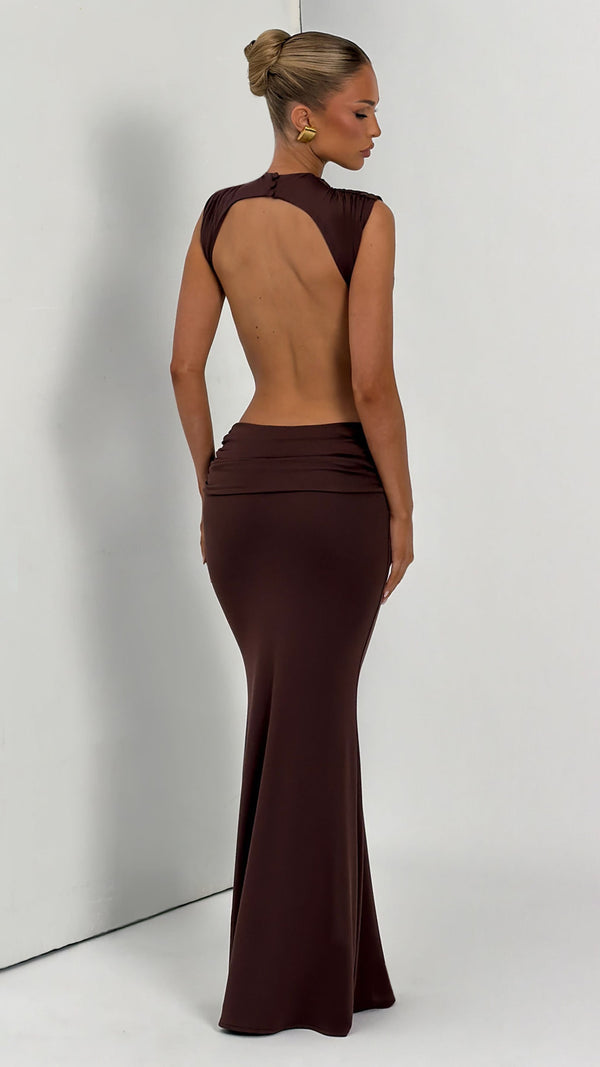 Fenella Maxi Dress - Plum Brown