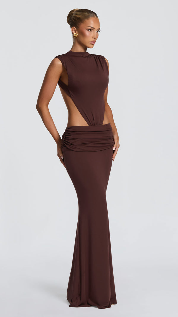 Fenella Maxi Dress - Plum Brown