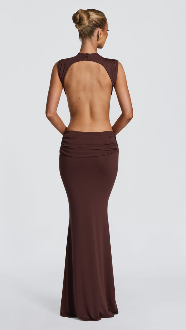 Fenella Maxi Dress - Plum Brown
