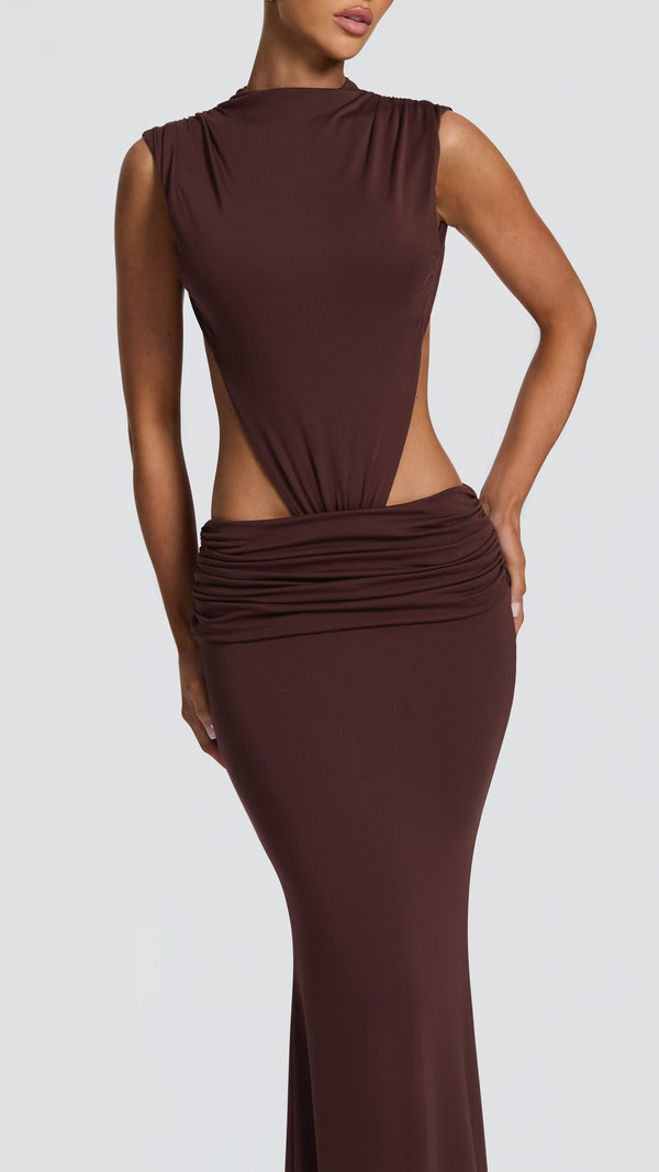 Fenella Maxi Dress - Plum Brown