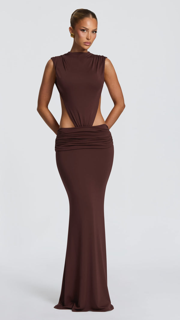 Fenella Maxi Dress - Plum Brown