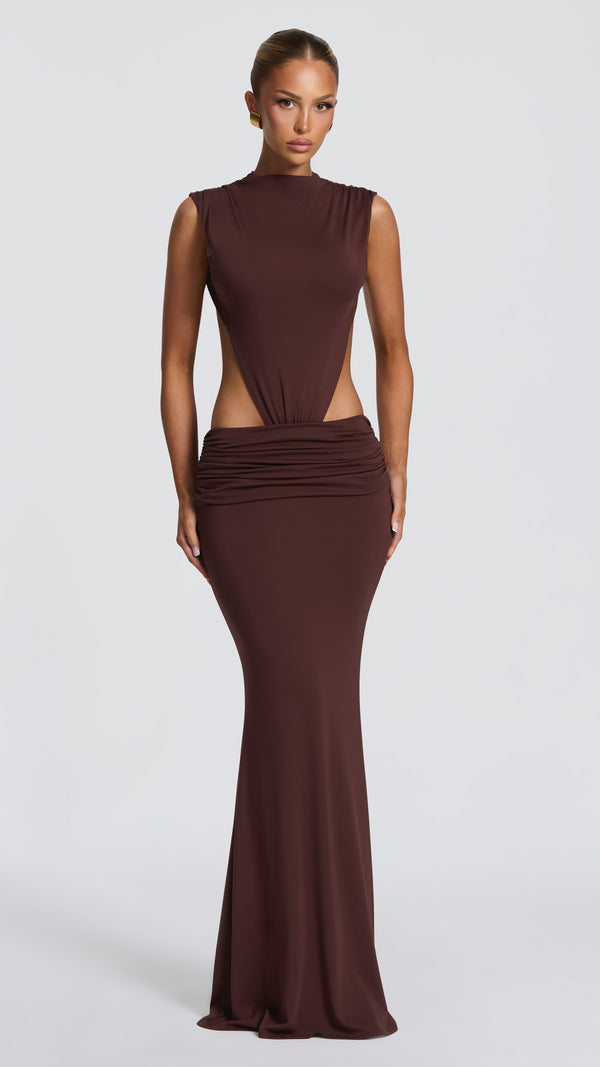 Fenella Maxi Dress - Plum Brown