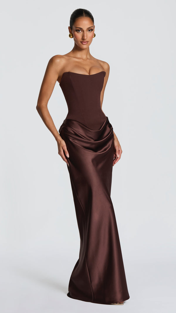 Maggie Maxi Dress - Plum Brown
