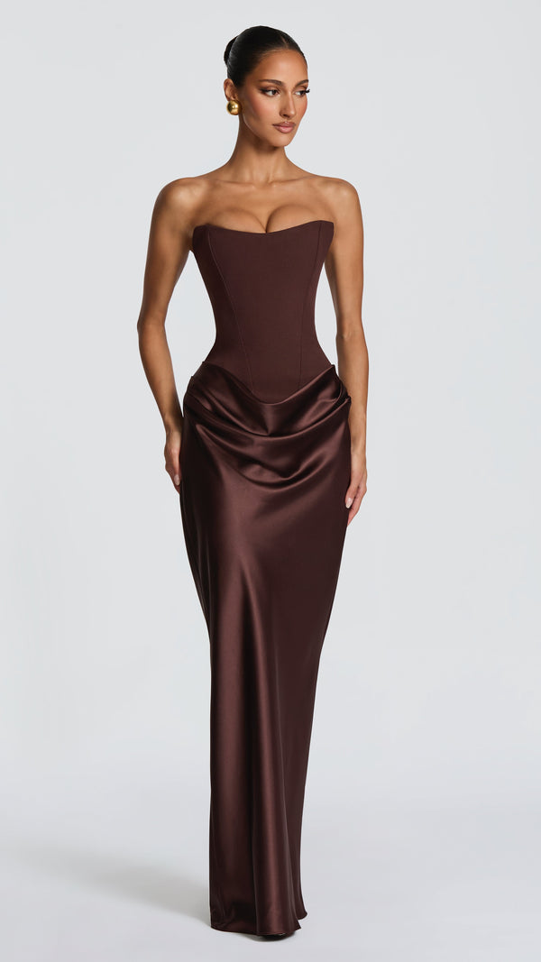 Maggie Maxi Dress - Plum Brown
