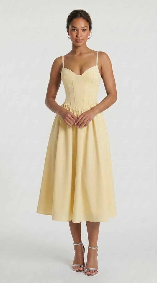 Diana - Vestido Midi Amarelo