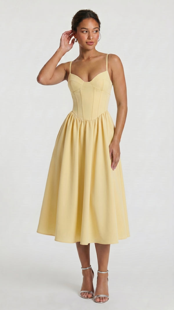 Diana - Vestido Midi Amarelo