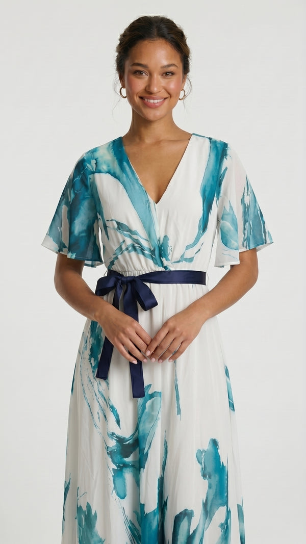 Catarina - Vestido Longo Estampa Aquarela