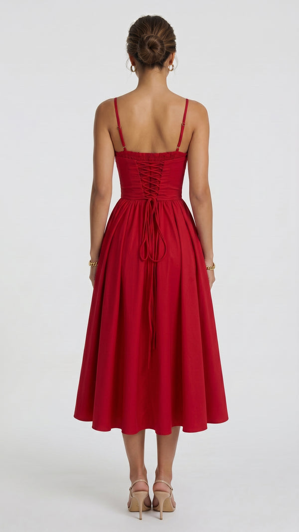 Diana — Vestido Midi Vermelho