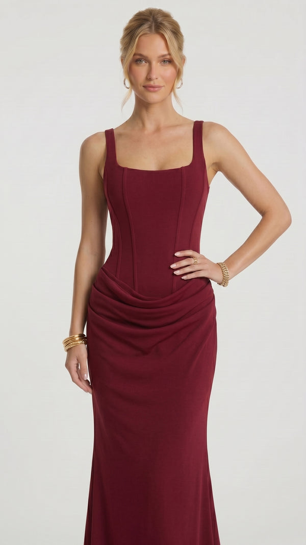 Florbela - Vestido Maxi Bordeaux