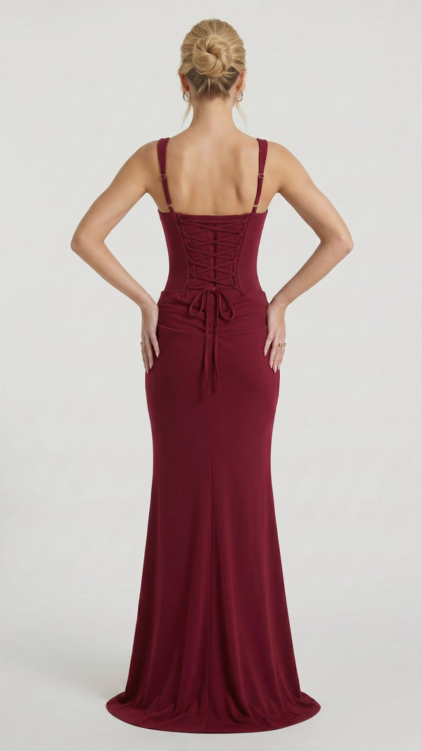Florbela - Vestido Maxi Bordeaux