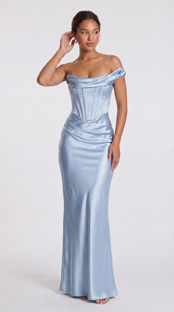 Marina - Vestido de Gala Azul Gelo