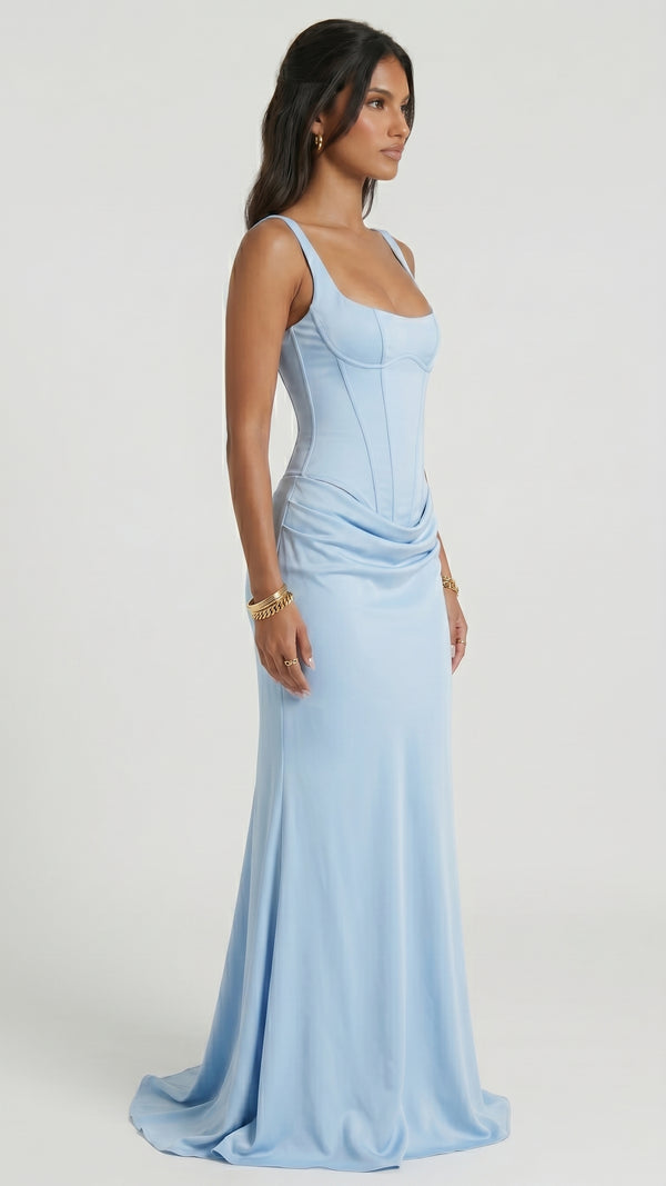 Florbela - Vestido Maxi Azul-Bebé