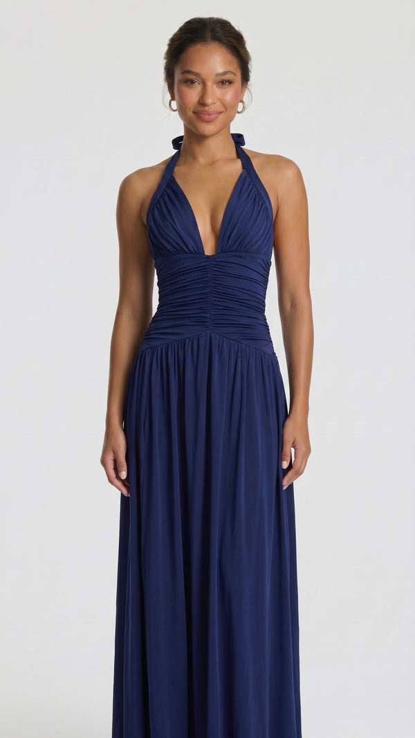 Isadora - Vestido Maxi Halter Romântico