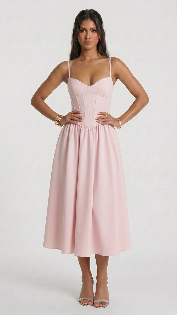 Diana - Vestido Midi Rosa-Claro