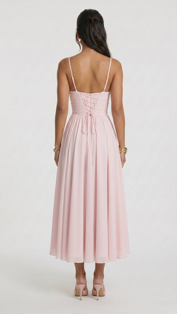 Diana - Vestido Midi Rosa-Claro