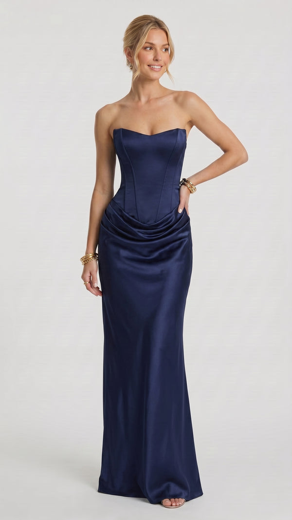 Ema — Vestido Maxi Azul-Marinho
