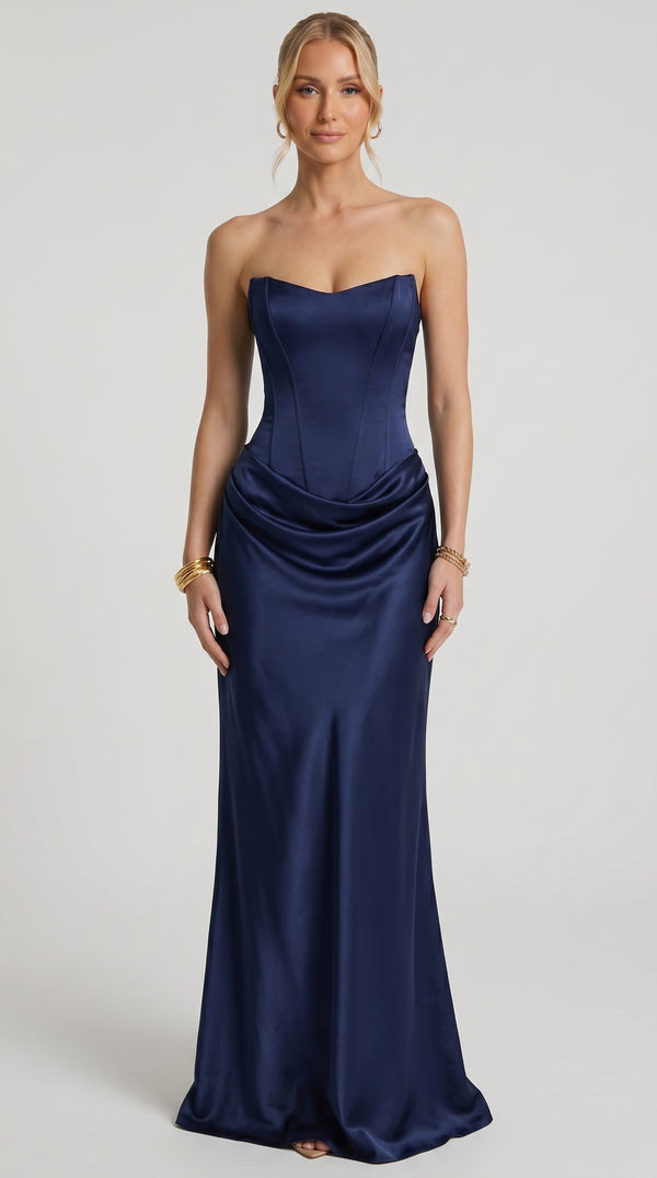 Ema — Vestido Maxi Azul-Marinho