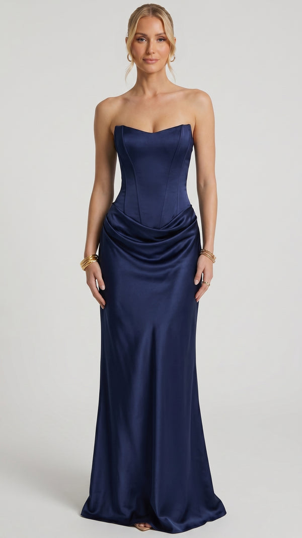 Ema — Vestido Maxi Azul-Marinho