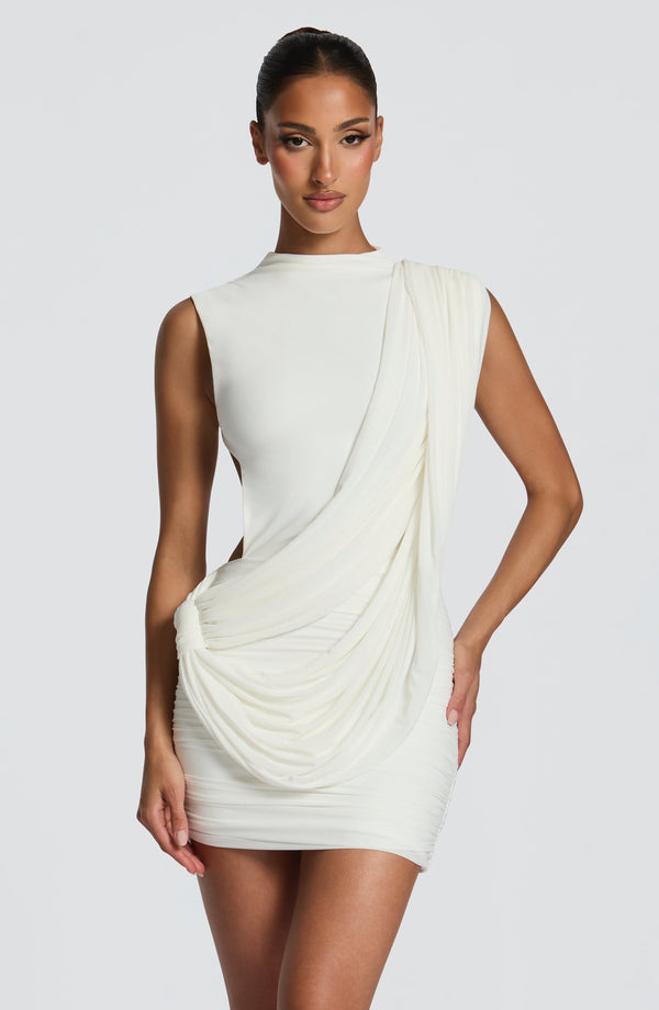 Mireya - Elfenbeinfarbenes Minikleid