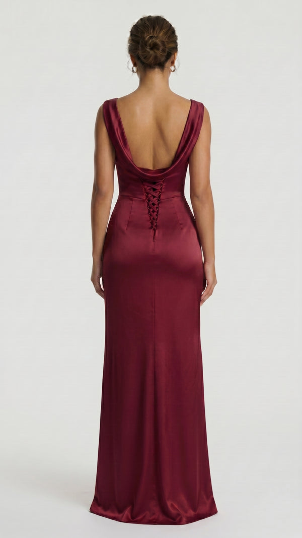 Barcelona - Vestido Maxi Borgonha