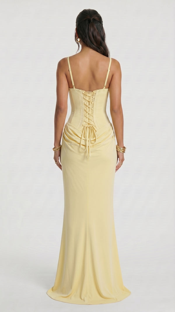 Florbela - Vestido Maxi Amarelo-Limão