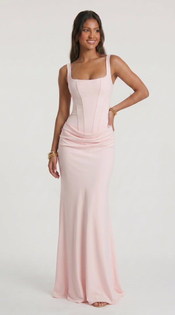 Florbela - Blush-rosa Maxikleid