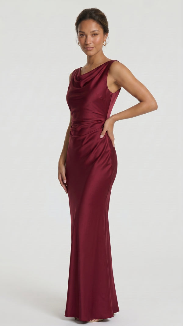 Barcelona - Vestido Maxi Borgonha