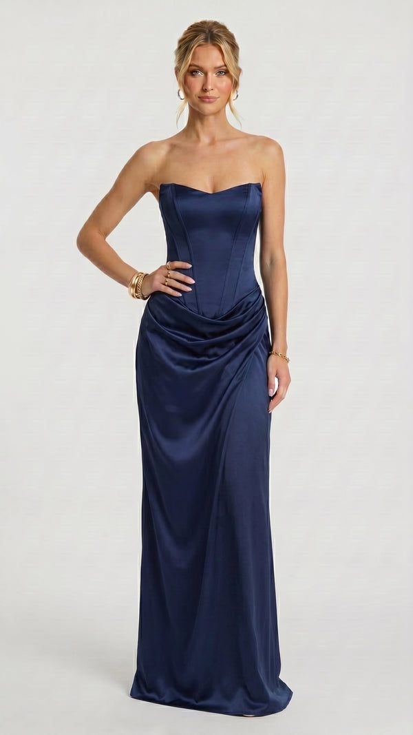 Ema — Vestido Maxi Azul-Marinho