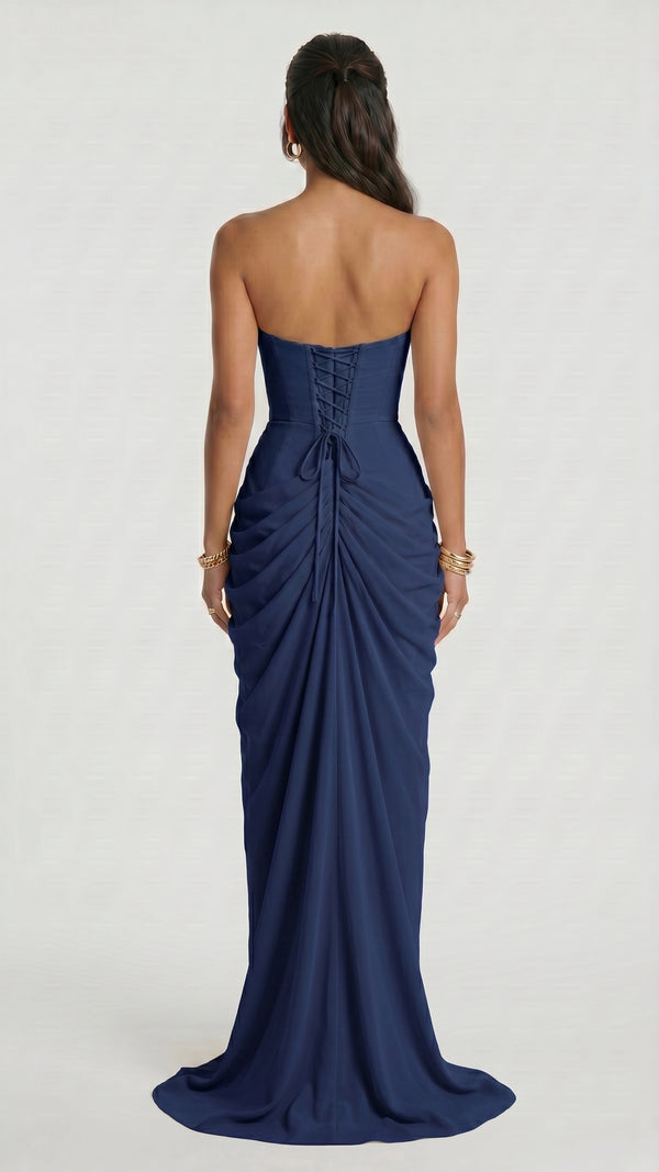 Valentina - Vestido Maxi Azul-Escuro