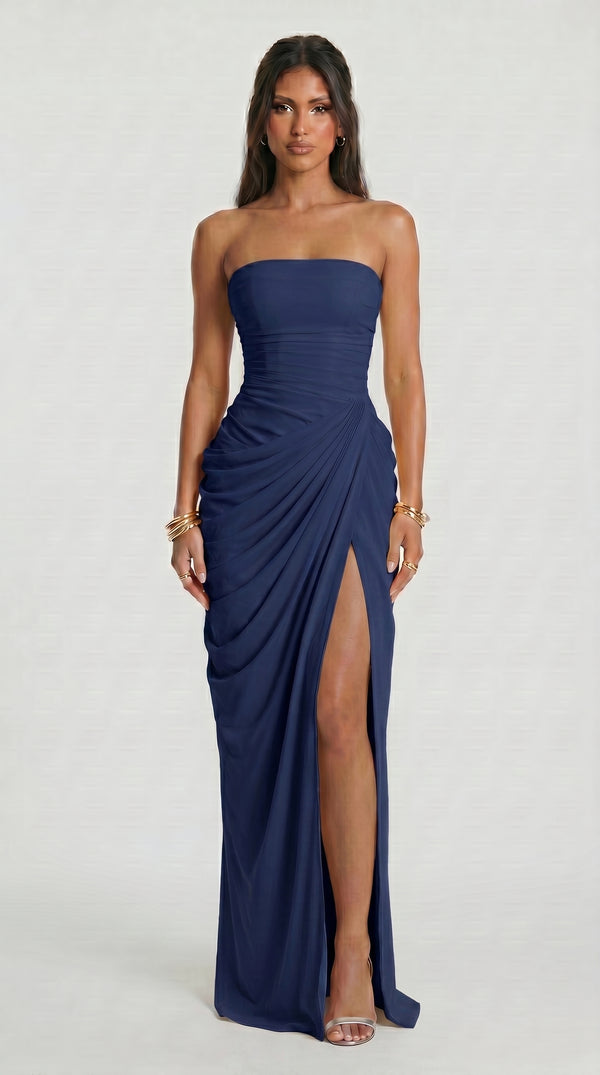 Valentina – Dunkelblaues Maxikleid