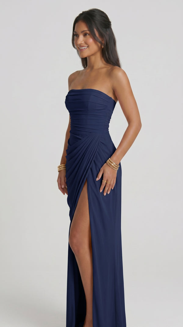 Valentina - Vestido Maxi Azul-Escuro