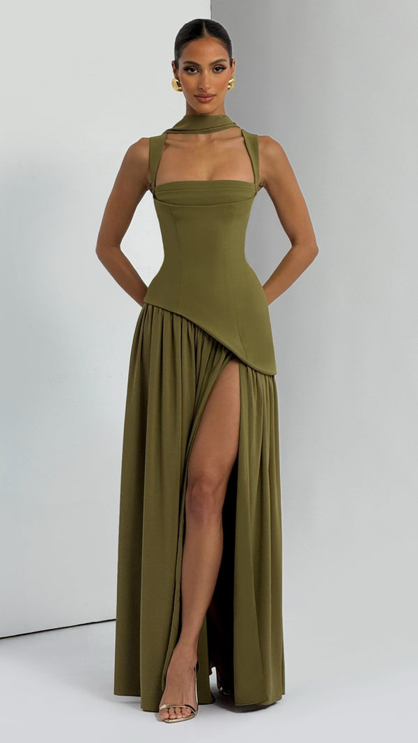 Tullulah Maxi Dress - Deep Olive