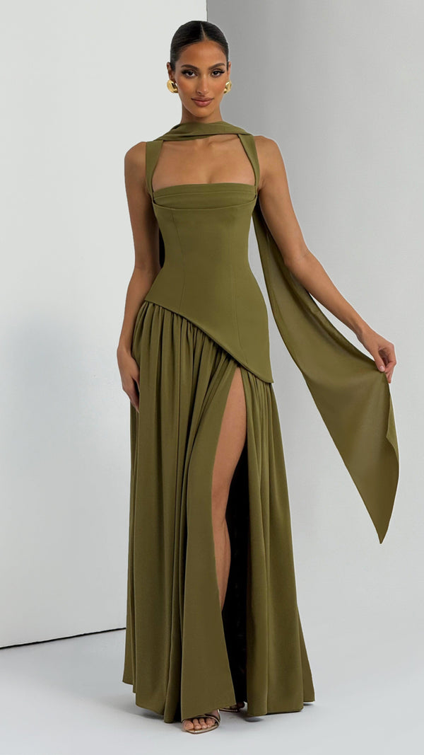 Tullulah Maxi Dress - Deep Olive