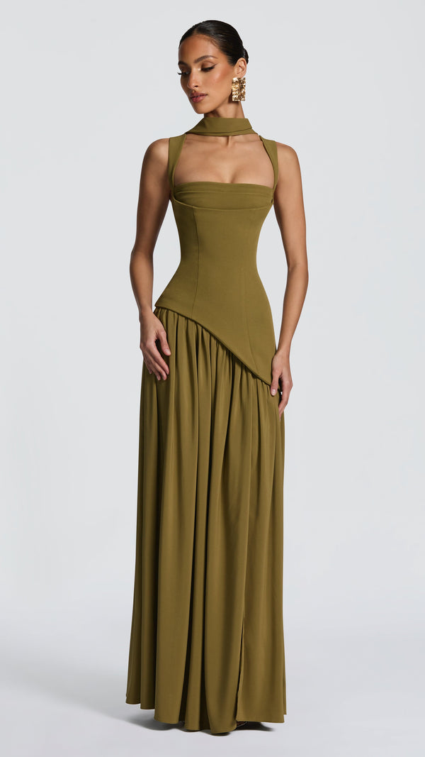 Tullulah Maxi Dress - Deep Olive