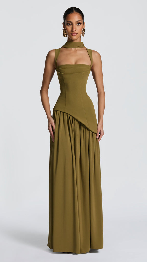 Tullulah Maxi Dress - Deep Olive