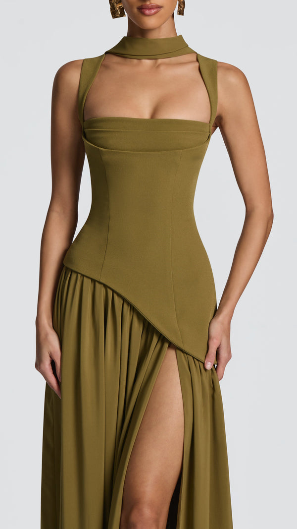 Tullulah Maxi Dress - Deep Olive