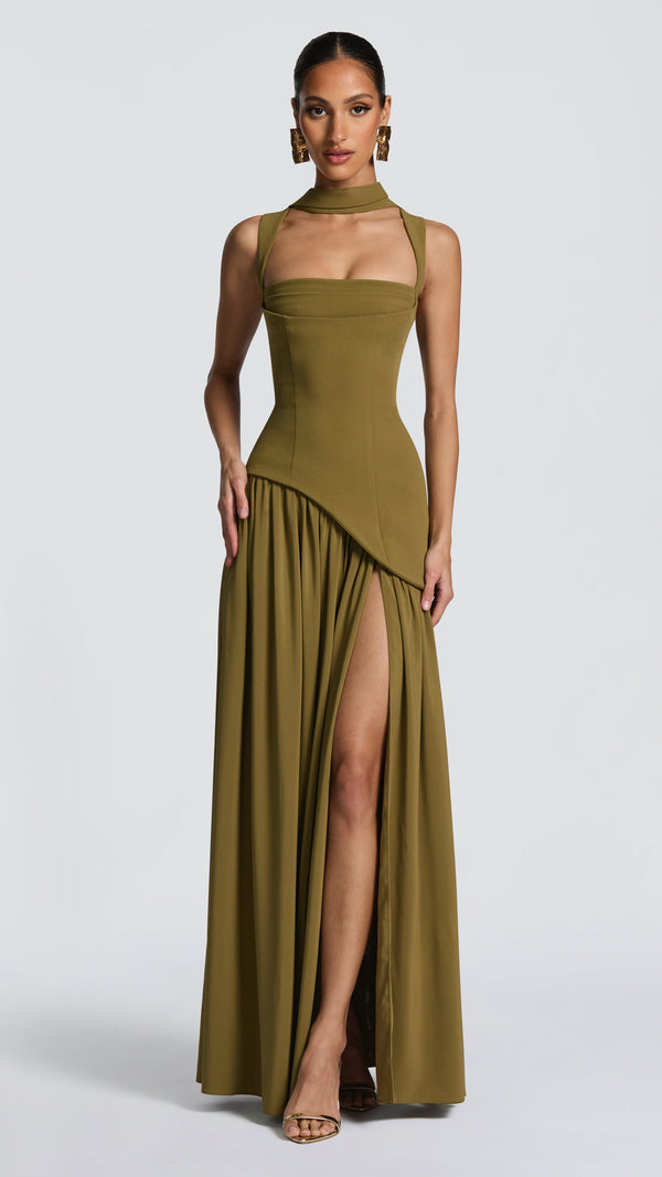 Tullulah Maxi Dress - Deep Olive