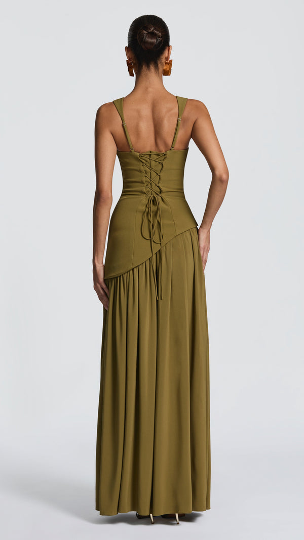 Tullulah Maxi Dress - Deep Olive