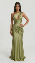 Carolina - Vestido Maxi Verde-Azeitona Claro