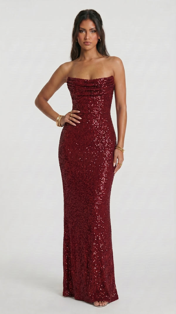 Mirabela - Vestido Maxi Bordô