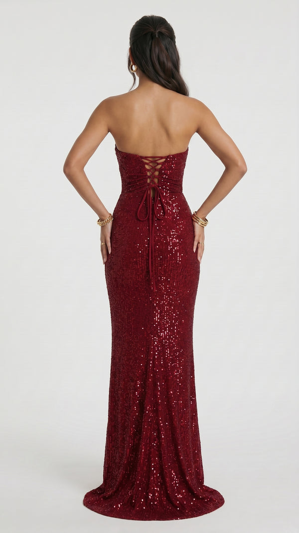 Mirabela - Vestido Maxi Bordô